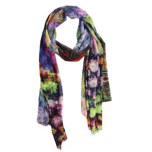 Old Masters: Starry Night & Sunlit Fields Modal Silk Designer Scarf – Van Gogh Inspired Artistic Old Master Wrap