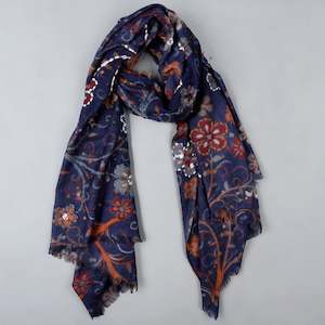 Merino Wool Designer Embroidered  Scarf