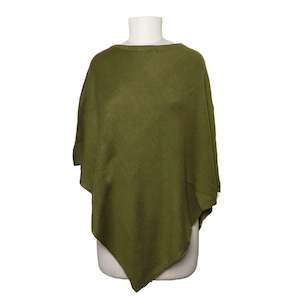 Boat Neck Wool Blend Poncho (Khakhi)