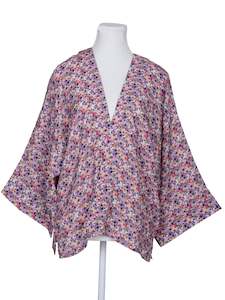 Floral Print Cotton Muslin Short Kimono