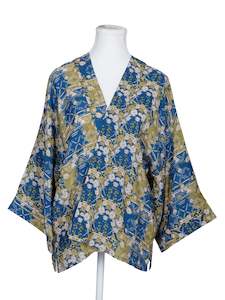 Abstract Print Cotton Muslin Short Kimono
