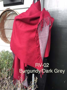 70% wool, 30% acrylic (Burgundy / Dark Grey)