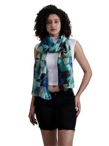 Structural: Prism Horizon Geometric Scarf – Merino Wool Silk Designer Wrap | Triangular Abstract Print
