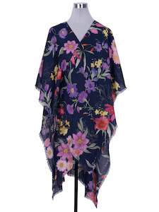 Floral Art Merino Wool Travel Cape