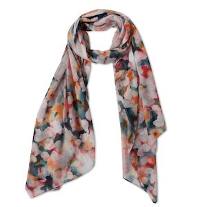 Cotton Voile: Blush Watercolor Circles Scarf – Cotton Voile Modal Blend | Abstract Pastel Print Wrap