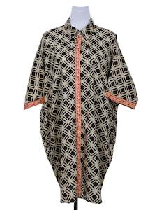 Casual Dress: Geometrical Screen-printed Cotton Shirt Dress