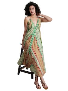 Beach Dress: Long Knot Geometrical Screen Print Beach Dress