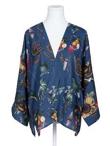 Australian Coastal Print Cotton Velvet Short Kimono