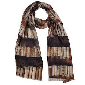 Homepage New Arrival: BookShelf Print  Merino Silk Designer Scarf
