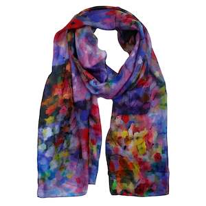Impressionist Garden Bloom Scarf – Pure Silk Modal  | Colorful Abstract Floral Wrap