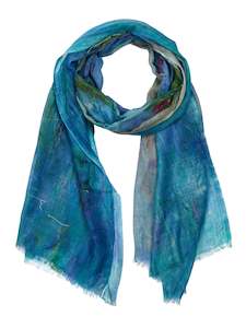 Water Lily Impressionist Abstract Scarf – Modal Silk Designer Wrap | Artistic Floral Print