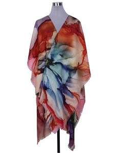 Trending: Watercolor Floral Art Merino Wool Travel Cape