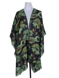 Trending: Olive Poppies Merino Wool Travel Cape