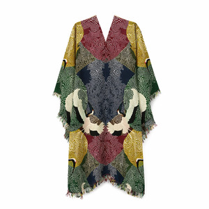 Abstract Merino Wool Travel Cape