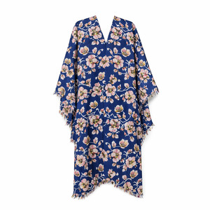 Floral Merino Wool Travel Cape