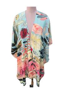 Floral Merino Wool Travel Cape