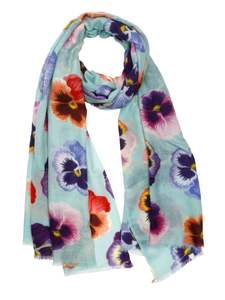 Playful Pansy Garden Cotton Modal Scarf – Floral Art Print