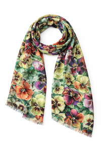 Botanical Pansy Garden Fine Wool Scarf – Floral Art Print