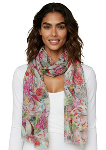 Tropical Paradise Multicolour Floral Scarf –Fine Wool Designer Wrap | Exotic B&hellip;