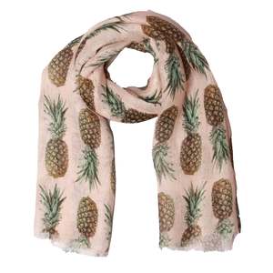 Pink Pineapple Paradise Linen Designer Scarf – 100% Pure Linen Wrap | Tropical Fruit