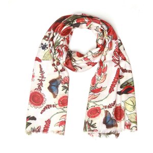 Tropical Garden Scarf – Modal Silk| Red Botanical & Exotic Bird Australian Coa&hellip;