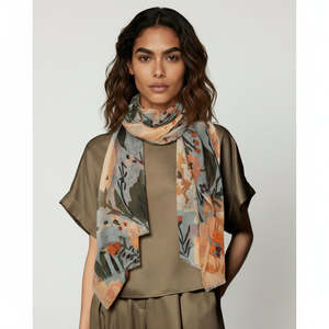 Silk 1: Soft Meadow Bloom Silk Scarf – Hand-Painted Floral Print