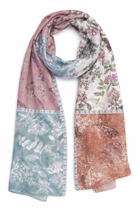 Silk 1: Botanical Patchwork Silk Scarf – Vintage Floral Panels