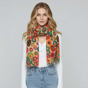 Kaleidoscope Circles Scarf – Pure Silk | Vibrant Geometric Abstract Designer W&hellip;