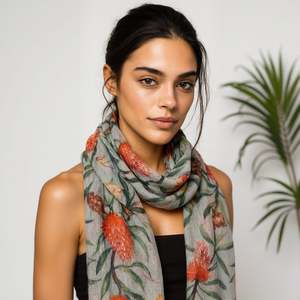 Banksia Blossom Scarf – Premium Pure Silk Wrap | Native Australian Coastal Bot&hellip;