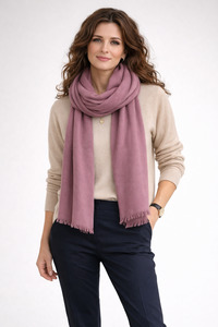 Solid Colour Merino Wool Silk Scarf - Peach