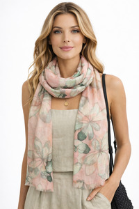 Floral Fine Merino Silk Designer Scarf