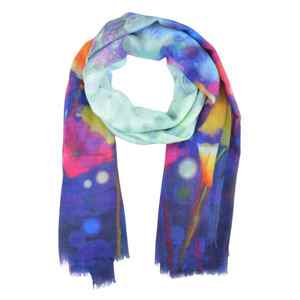 Fabric: Dreamy Garden Floral Abstract Scarf –  Fine Merino Wool Designer Wrap | Multicolor Artistic Print