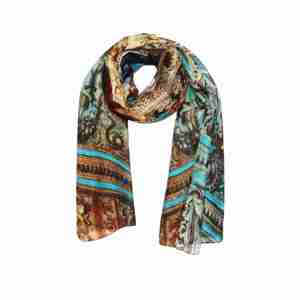 Fabric: Renaissance Grandeur Architectural Scarf – Pure Silk Designer Wrap | Baroque Ceiling Art Print