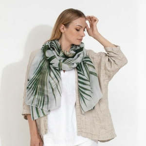 Best Sellers: Tropical Palm Leaf Botanical Scarf – Pure Silk  Designer Wrap | Green Nature Australian Coastal Print