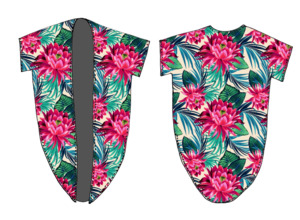 Tropical Lotus Bloom Floral Long Slit Kimono