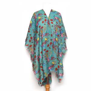 Fashion: Tropical Teal Merino Wool Travel Cape