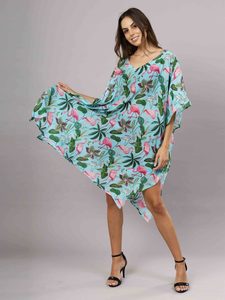 Tropical Floral Long Silk Kaftan