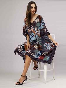 Tropical Floral Long Silk Kaftan