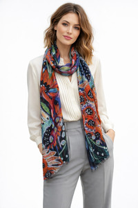 New Arrival: Bohemian Meadow Bloom – Fine Merino Artistic Floral Scarf