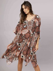Geometric Modal Satin Kaftan
