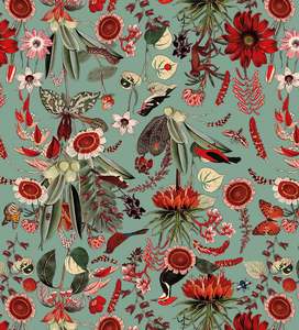 Floral Viscose Crepe Long Kaftan Dress