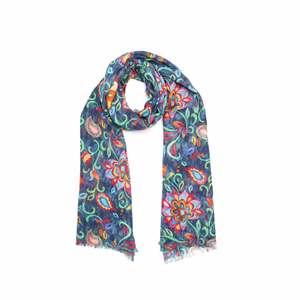 Merino Wool Scarf – Vibrant Garden Whimsy Print