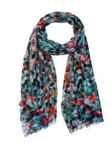 Geometric: Mosaic Mirage Abstract Scarf – Merino Wool Silk Designer Wrap | Multicolour Geometric Print