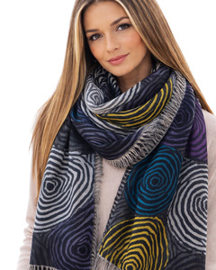 Abstract Ripple Hand-Painted Merino Wool Designer Scarf