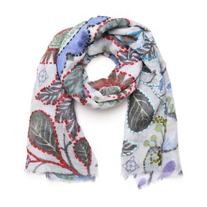 KANTHA EMBROIDERED MERINO WOOL SCARF