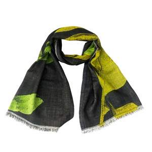 Embroidered: Handpainted Merino Wool Designer Scarf