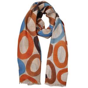 Embroidered: Autumn Loop Abstract Hand-Painted Merino Wool Scarf