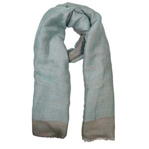 Zari Border Woven Merino Scarf | Grey