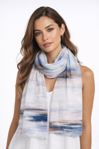 Cotton Modal: Coastal Haze Abstract Cotton Modal Scarf