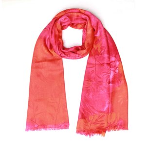Crimson Blossom Abstract Scarf – Cashmere Wool Designer Wrap | Red & Pink Floral Art Print